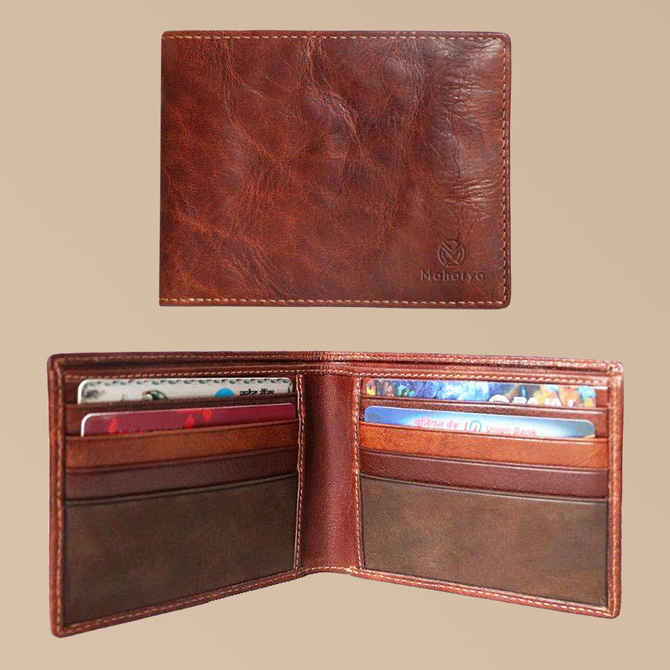 Maharya handcrafted brown leather cardholder for men